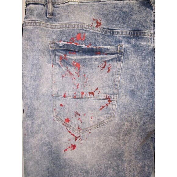 Jordan‎ Craig Legacy Edition Mens Distressed Denim Shorts Red Splatter size 44 - Picture 6 of 13